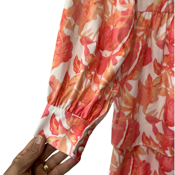 Beulah Style Tropical Floral Double Front Knot Mini Dress Small Tiered Flirty - Picture 12 of 12